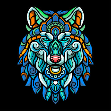 Wolf head zentangle arts. Vector illustration 