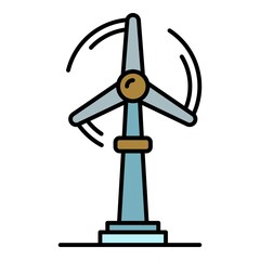 Wind turbine plant icon. Outline wind turbine plant vector icon color flat isolated