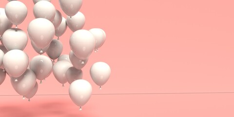 Floating balloons on a colored background - 3D render