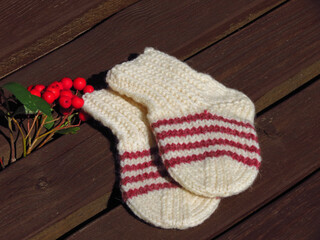 knitted hat and gloves