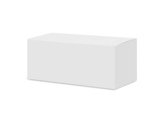 Vector realistic white box mockup. closed rectangular package. blank template for food, cosmetics, medicines and other goods. 3d vector illustration. Ready for your design. EPS10. 