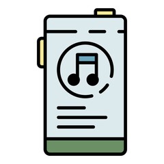 Music player apps icon. Outline music player apps vector icon color flat isolated
