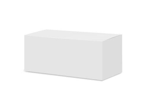 Vector realistic white box mockup. closed rectangular package. blank template for food, cosmetics, medicines and other goods. 3d vector illustration. Ready for your design. EPS10. 