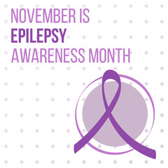 Epilepsy Awareness Month concept. Banner template with purple ribbon and text.  Vector illustration.