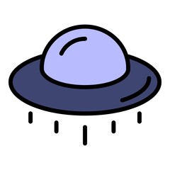 Ufo space ship icon. Outline ufo space ship vector icon color flat isolated