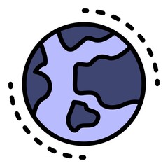 Earth planet icon. Outline earth planet vector icon color flat isolated