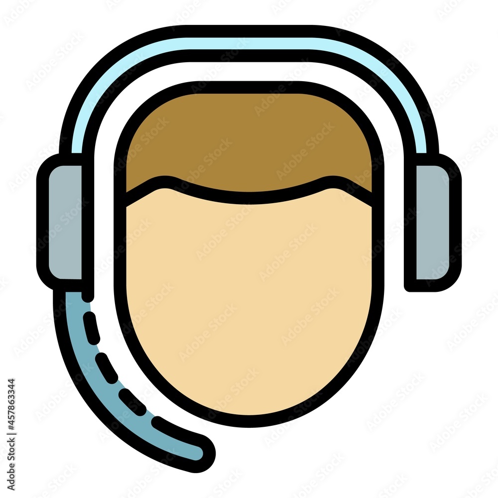 Poster Man call center icon. Outline man call center vector icon color flat isolated - Posters