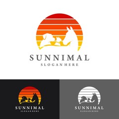 Sunnimal pet care landscapes Horse, Dog, Cat vector illustration design