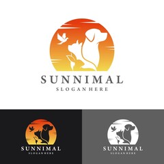 Sunnimal pet care landscapes Horse, Dog, Cat vector illustration design