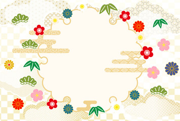 2022年寅年年賀状-和柄寅賀詞付き