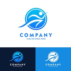 Running Man silhouette Logo, Marathon, sports club vector illustration design