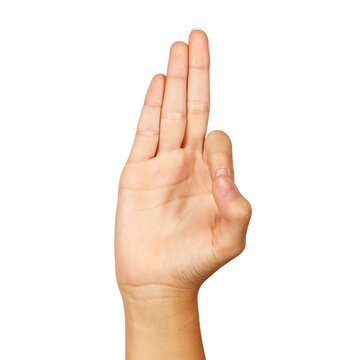 american sign language letter f.