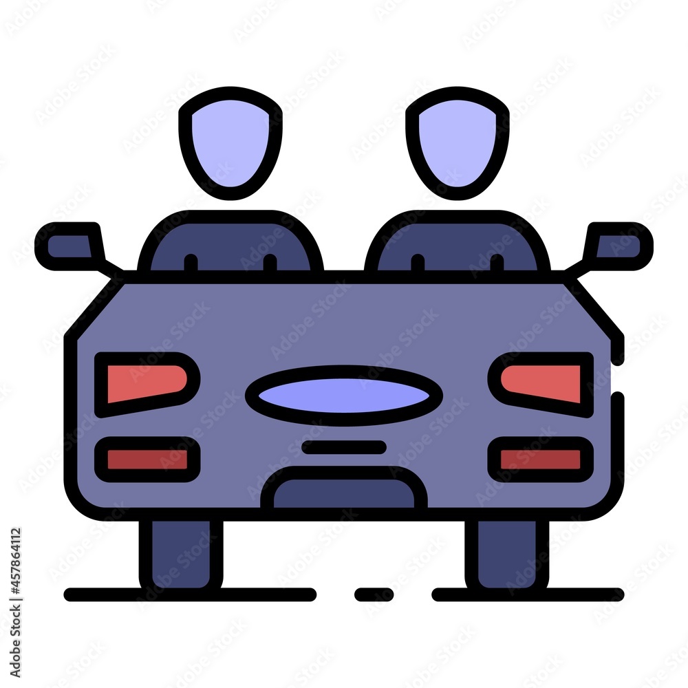 Sticker people driving car icon. outline people driving car vector icon color flat isolated - Stickers