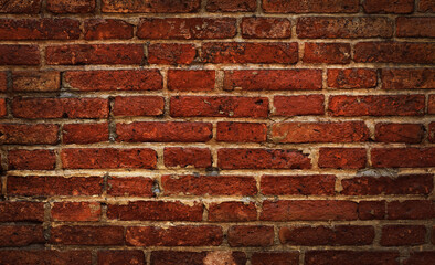 Black and red brick wall texture background with old dirty and vintage style pattern.