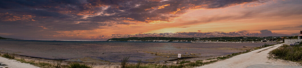 Panorama picture from a beach in ljubac