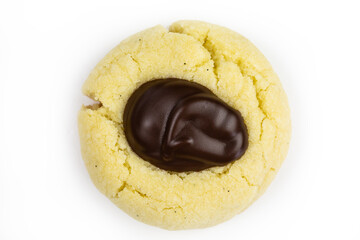 thumbprint cookie filled with chocolate