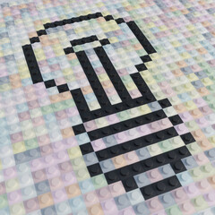 Lightbulb icon made out of toy bricks. - 457865529