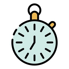 Stopwatch icon. Outline stopwatch vector icon color flat isolated