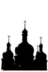 Orthodox Church vector illustration. Black silhouette of Christ Church on white background. Religion, faith, prayer.