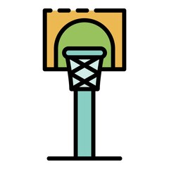 Home basketball tower icon. Outline home basketball tower vector icon color flat isolated