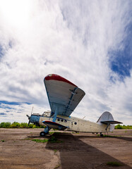 Abandoned planes old an-2 in the open air.