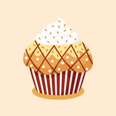 Cute delicious cupcake isolated vector clipart. Cake illustration design