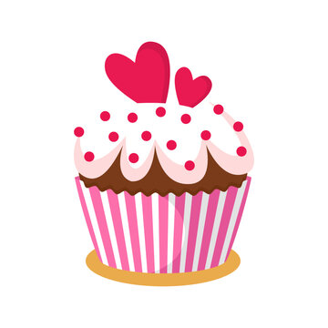 Cute delicious cupcake isolated vector clipart. Cake illustration design