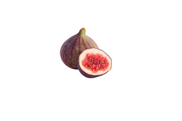 Organic Sweet fig fruit healthy vegan vegetable diet food fresh ripe red cut slide in half tasty...