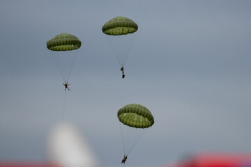 NATO Days 2021, Ostrava, Czechia - September - 18: NATO (North Atlantic Treaty Organization). Wavy and undulated flag of defense alliance and partnership is floating in the air. Documentary of event.