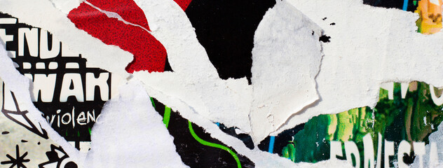 Old posters ripped torn creased crumpled paper grunge texture banner background