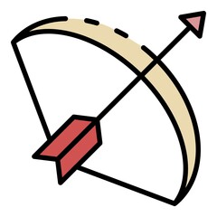 Arrow bow wood icon. Outline arrow bow wood vector icon color flat isolated