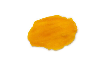 Dry tasty mango slices isolated on a white background.