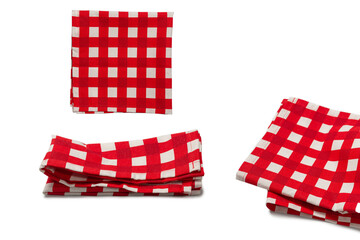 Red napkin isolated on white background.