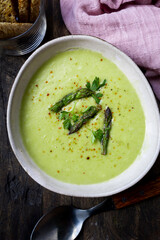 Asparagus cream. Healthy food. Homemade food. Vegetarian Food