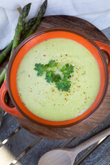 Asparagus cream. Healthy food. Homemade food. Vegetarian Food