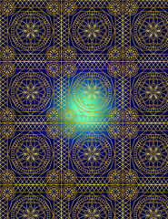 Golden pattern of Geometric shapes flowers