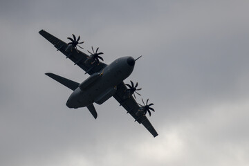 NATO Days 2021, Ostrava, Czechia - September - 18: NATO (North Atlantic Treaty Organization). Wavy and undulated flag of defense alliance and partnership is floating in the air. Documentary of event.