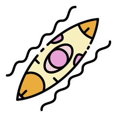 Canoeing boat icon. Outline canoeing boat vector icon color flat isolated