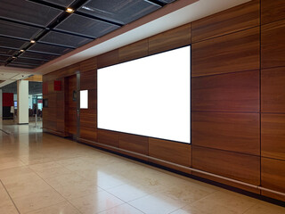 Big billboard in airport with white space for mockup use