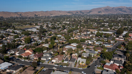 Afternoon aerial view of the city of Fremont, California, USA.