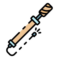 Bike wheel air pump icon. Outline bike wheel air pump vector icon color flat isolated