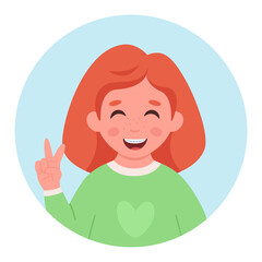 Girl with braces on teeth. Dental care. Vector illustration