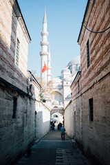 Street overlooking the mosque in Istanbul Turkey