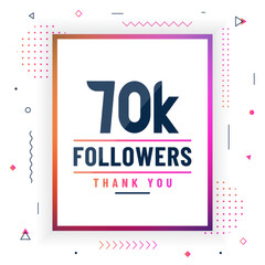 Fototapeta premium Thank you 70K followers, 70000 followers celebration modern colorful design.