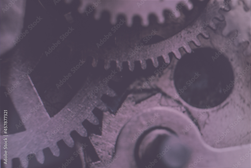 Poster close up old gears watch on a dark background. macro photography view. close-up of pixel.