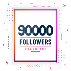 Thank you 90000 followers, 90K followers celebration modern colorful design.