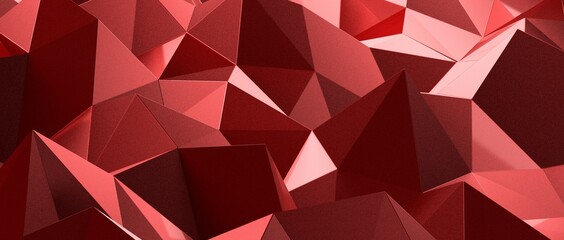 Fototapeta premium Abstract polygonal red background 3d