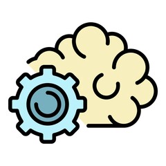 Gear ai technology icon. Outline gear ai technology vector icon color flat isolated