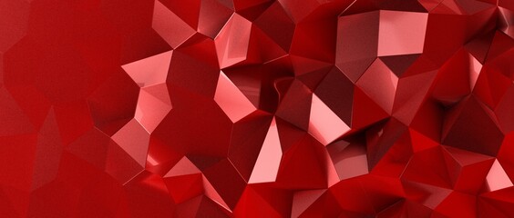 Red abstract polygonal space with connecting dots and lines. Dark background.