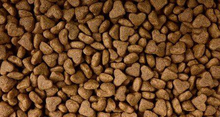heart shaped, dryed pet food background texture.	